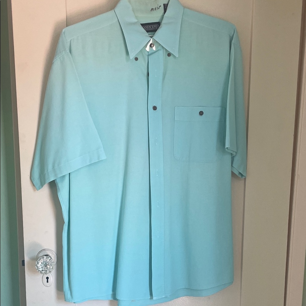 Lands' End Men's Aqua Button Down Shirt